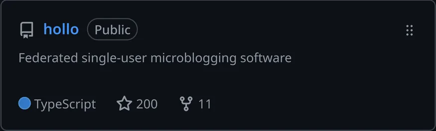 Hollo's GitHub repository now has 200 stars.