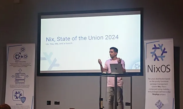 Ron Efroni giving a Nix State of the Union talk