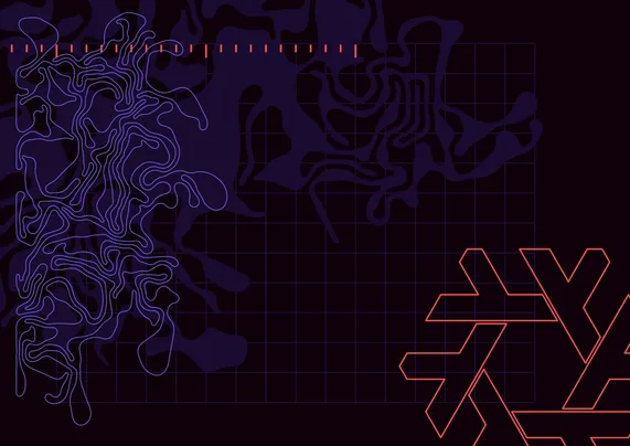 Wallpaper with blobs and lines and the nixos logo