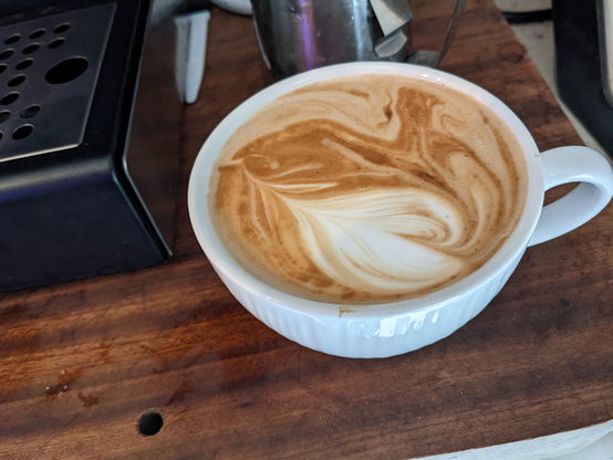 heart latte art in a cappuccino