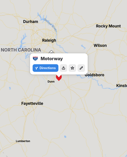 Place details in GNOME Maps showing the shield for US Interstate 40