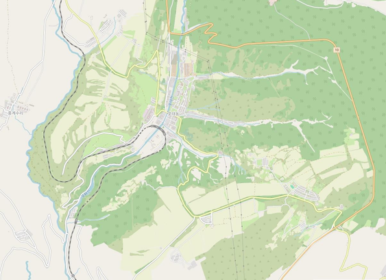 Image d'une Carte OpenStreetMap avec du recul. Carte centré sur la ville de Potae-rodongjagu. Vue d'ensemble de la zone travaillé pendant 7 jours. La carte fourmille de détail au centre, avec de nombreux détails de landuse, et elle est peu détaillé tout autour de cette zone.