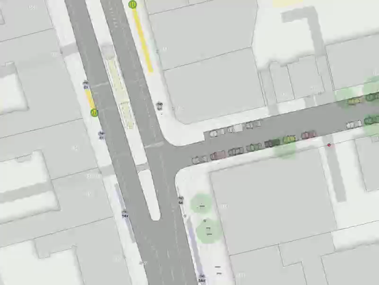 vue du ciel d'un carrefour avec beaucoup de détails
