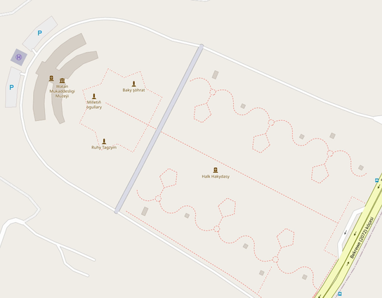 GIF animé d'une carte OpenStreetMap.

Première image : le bâtiment est présent et la route faisant le tour du lieu est grossièrement tracé, il y a des chemins piétons.

Deuxième image : les bâtiments, les zones de bois, d'herbe, d'eau, les chemins piétons, de nombreux arbres individuellement apparaissent, le bâtiment est redessinées et les routes sont toutes affinées !