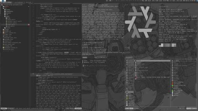 screenshot of terminal layout of linux desktop
